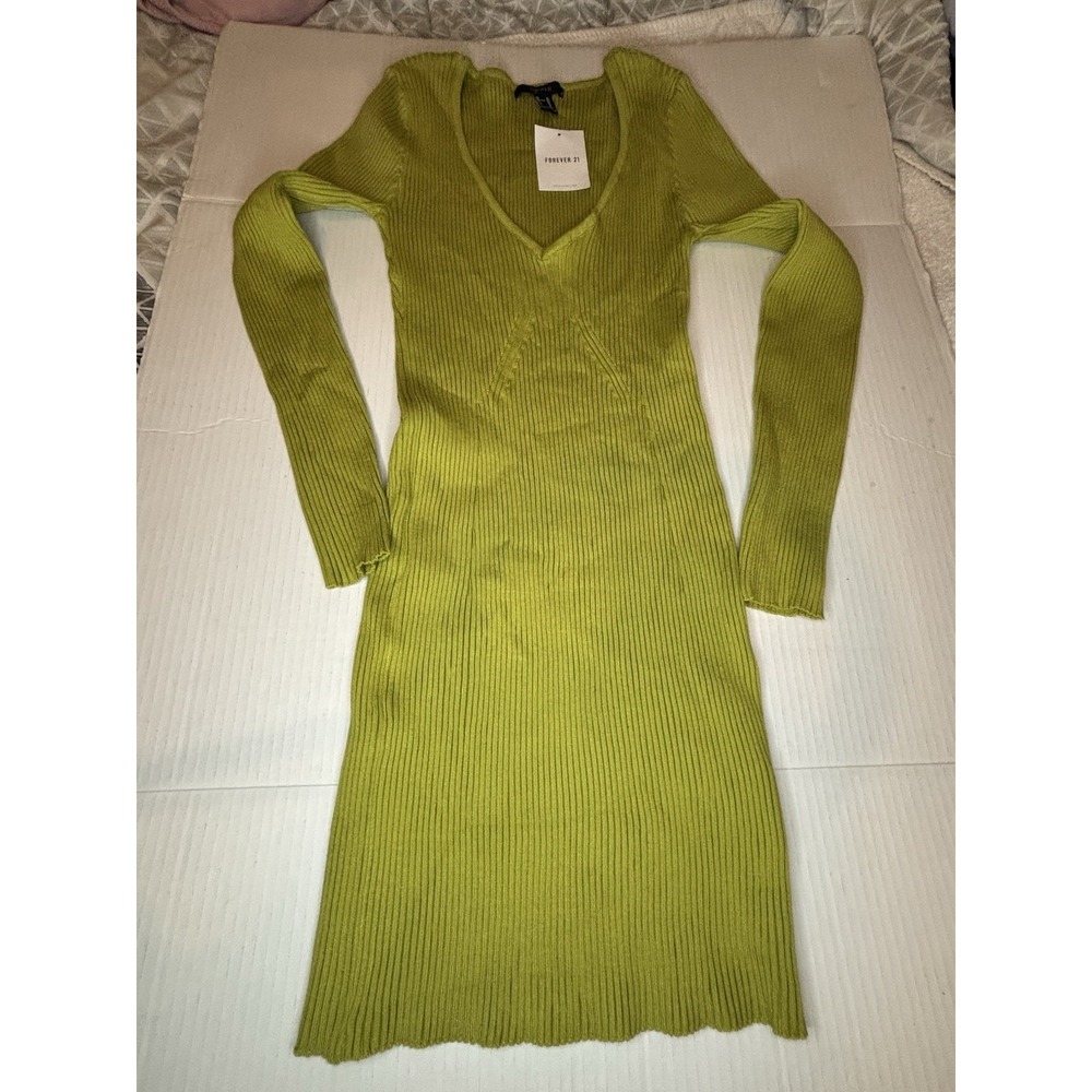 Forever 21 NWT Ribbed Knit Dress Women Sz XL ? Long Sleeve Stretch Soft See Pics